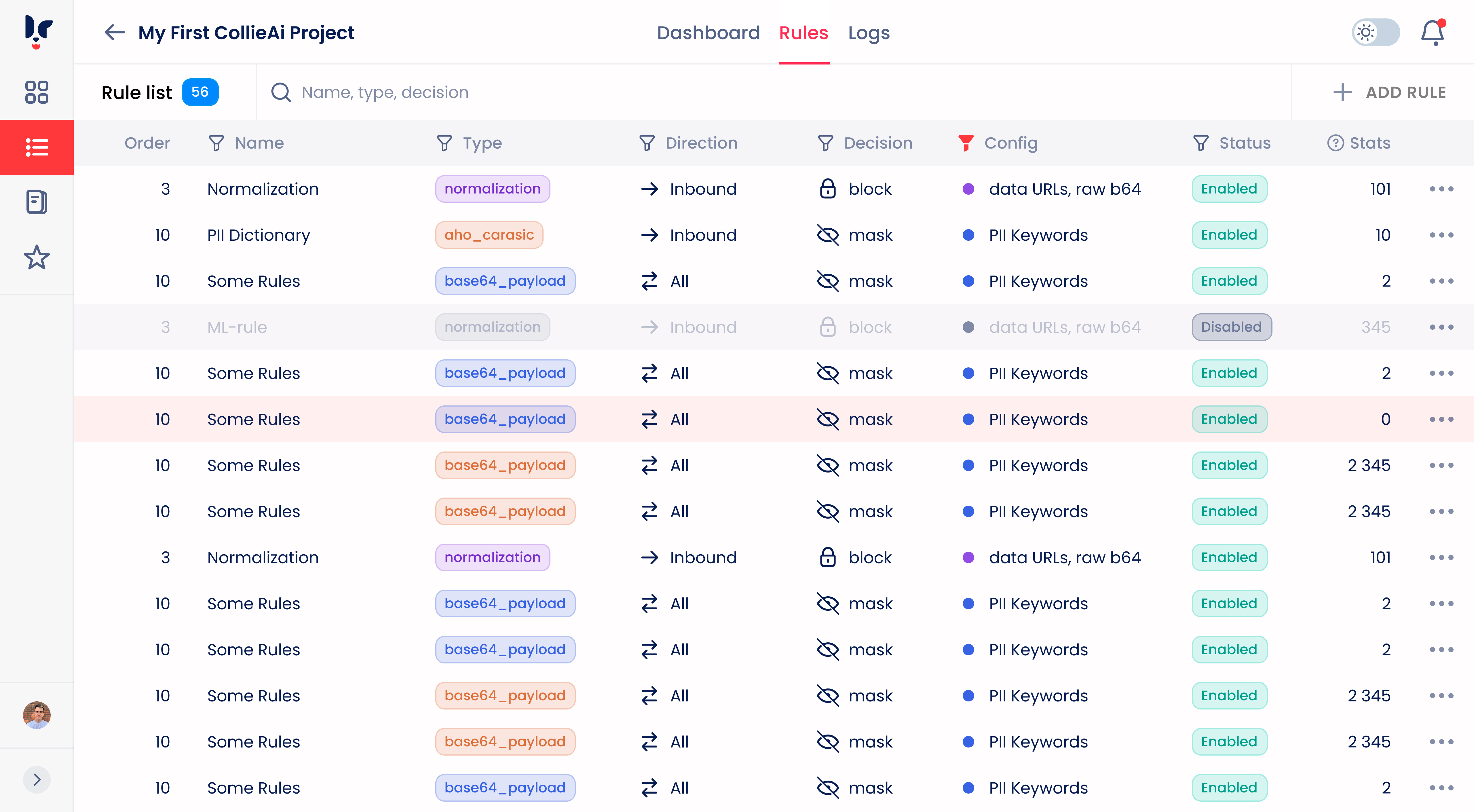 Configure rules visually