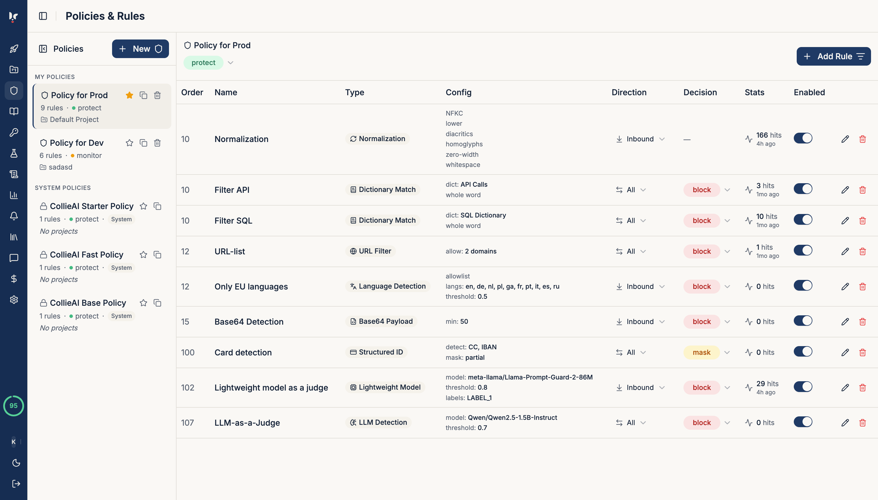 Configure rules visually